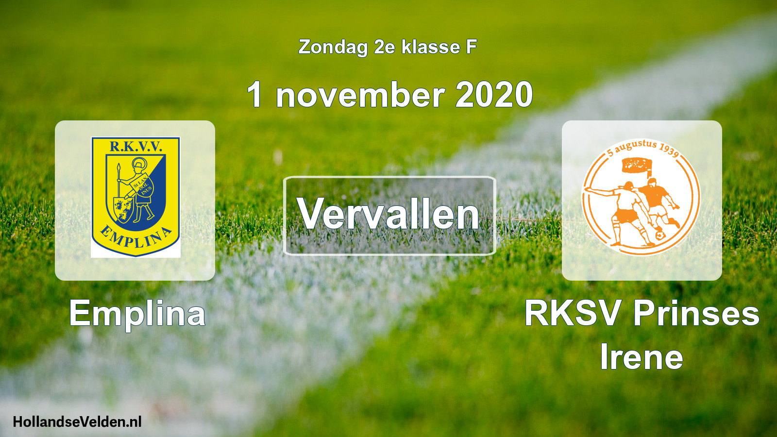 Scheduled Match: Emplina - RKSV Prinses Irene (1 November 2020)