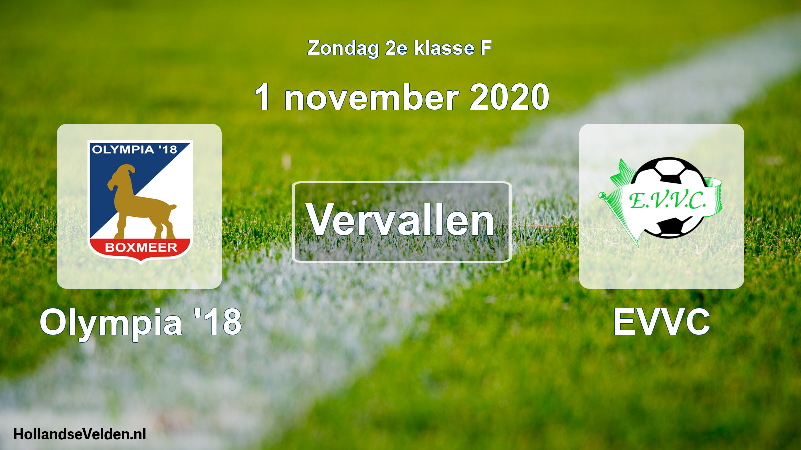 Scheduled Match: Olympia '18 - EVVC (1 November 2020)