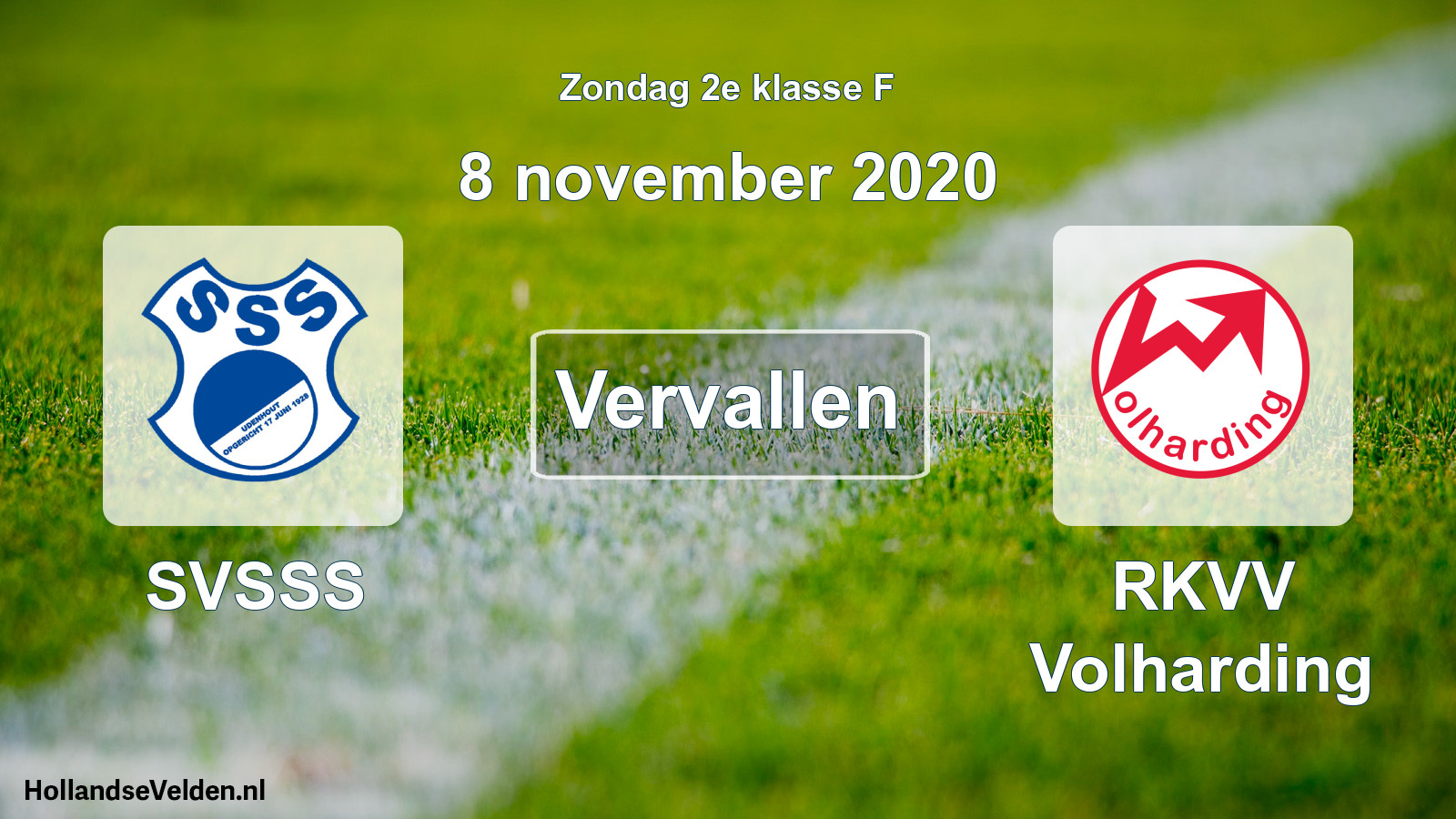 Scheduled Match: SVSSS - RKVV Volharding (8 November 2020)