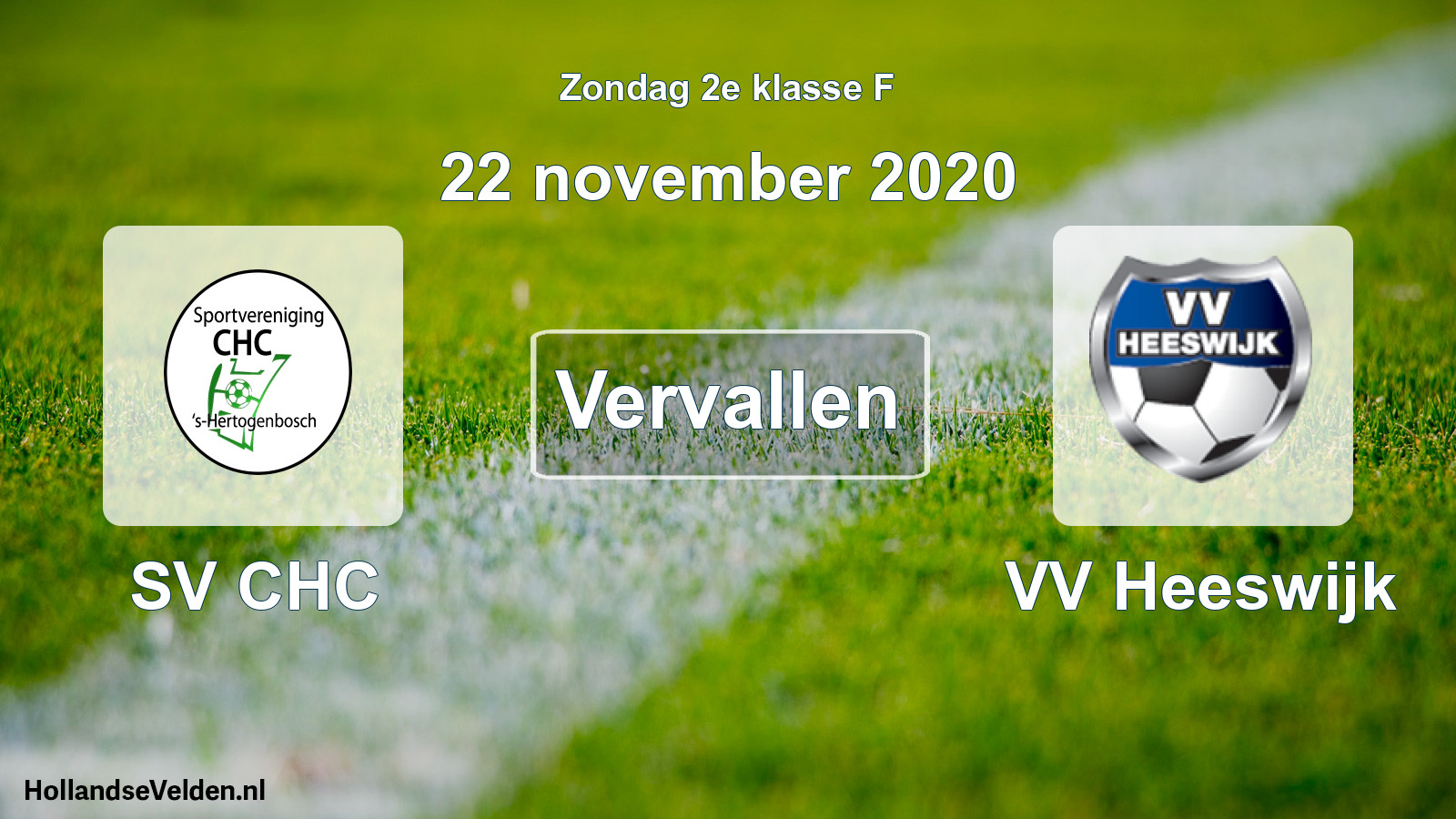 Scheduled Match: SV CHC - VV Heeswijk (22 November 2020)