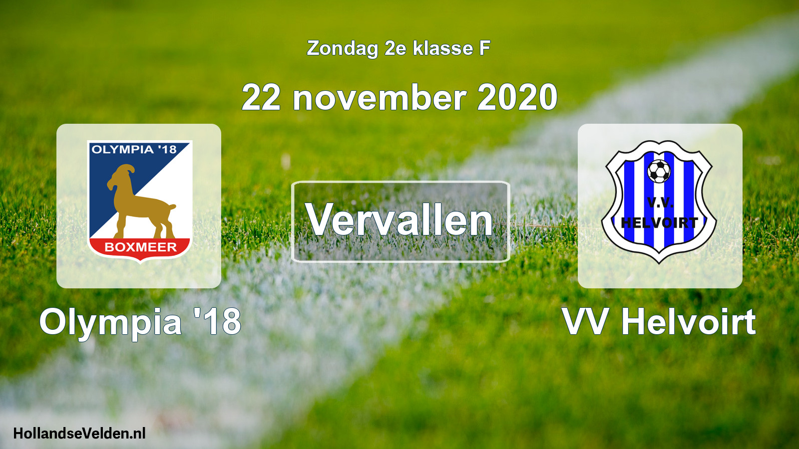 Scheduled Match: Olympia '18 - VV Helvoirt (22 November 2020)