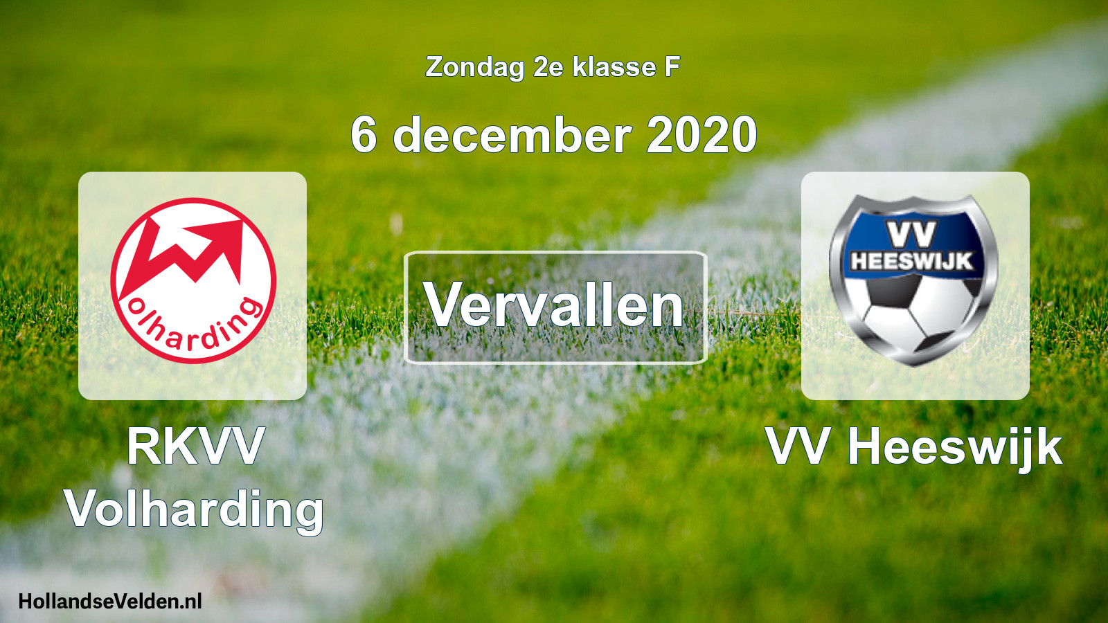 Scheduled Match: RKVV Volharding - VV Heeswijk (6 December 2020)