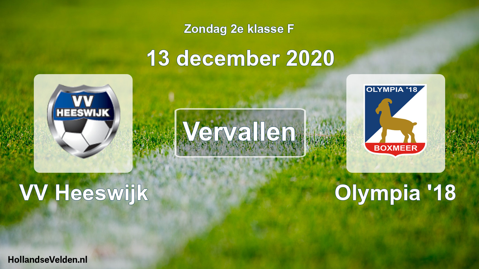 Scheduled Match: VV Heeswijk - Olympia '18 (13 December 2020)