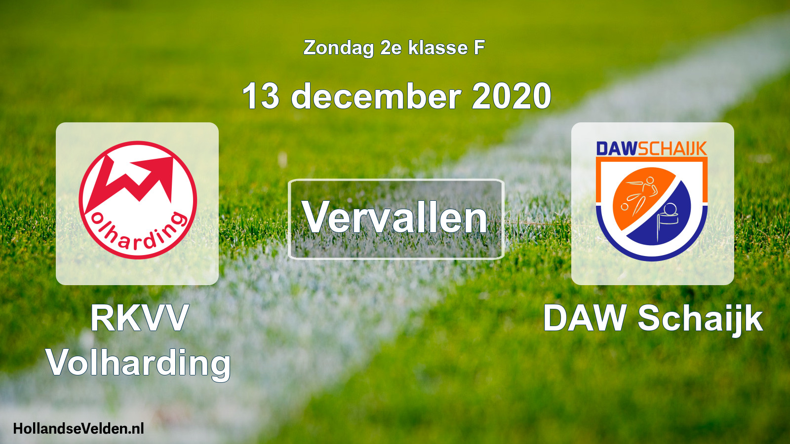 Scheduled Match: RKVV Volharding - DAW Schaijk (13 December 2020)