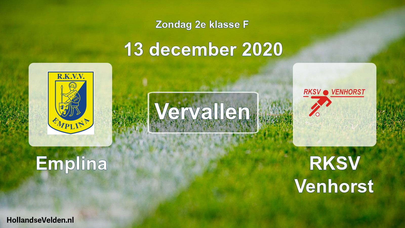 Scheduled Match: Emplina - RKSV Venhorst (13 December 2020)