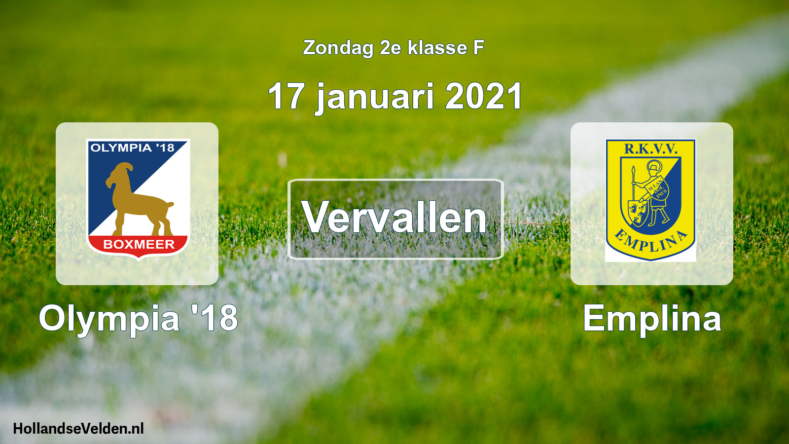 Scheduled Match: Olympia '18 - Emplina (17 January 2021)