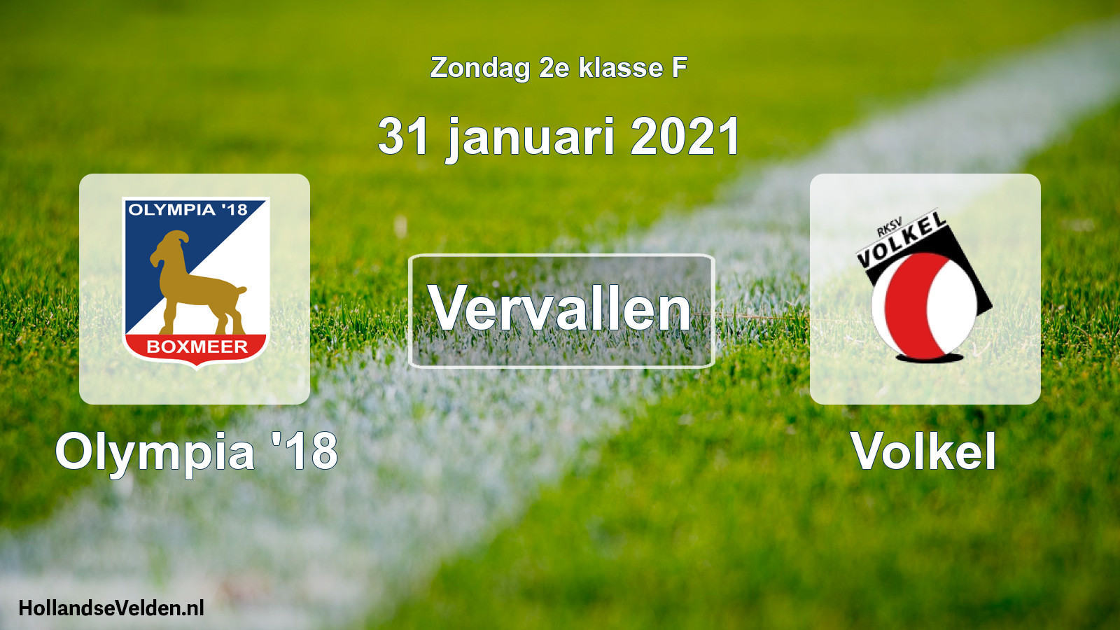 Scheduled Match: Olympia '18 - Volkel (31 January 2021)