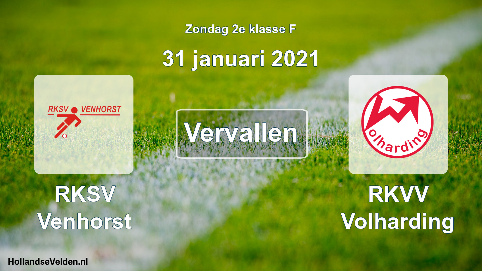 Scheduled Match: RKSV Venhorst - RKVV Volharding (31 January 2021)