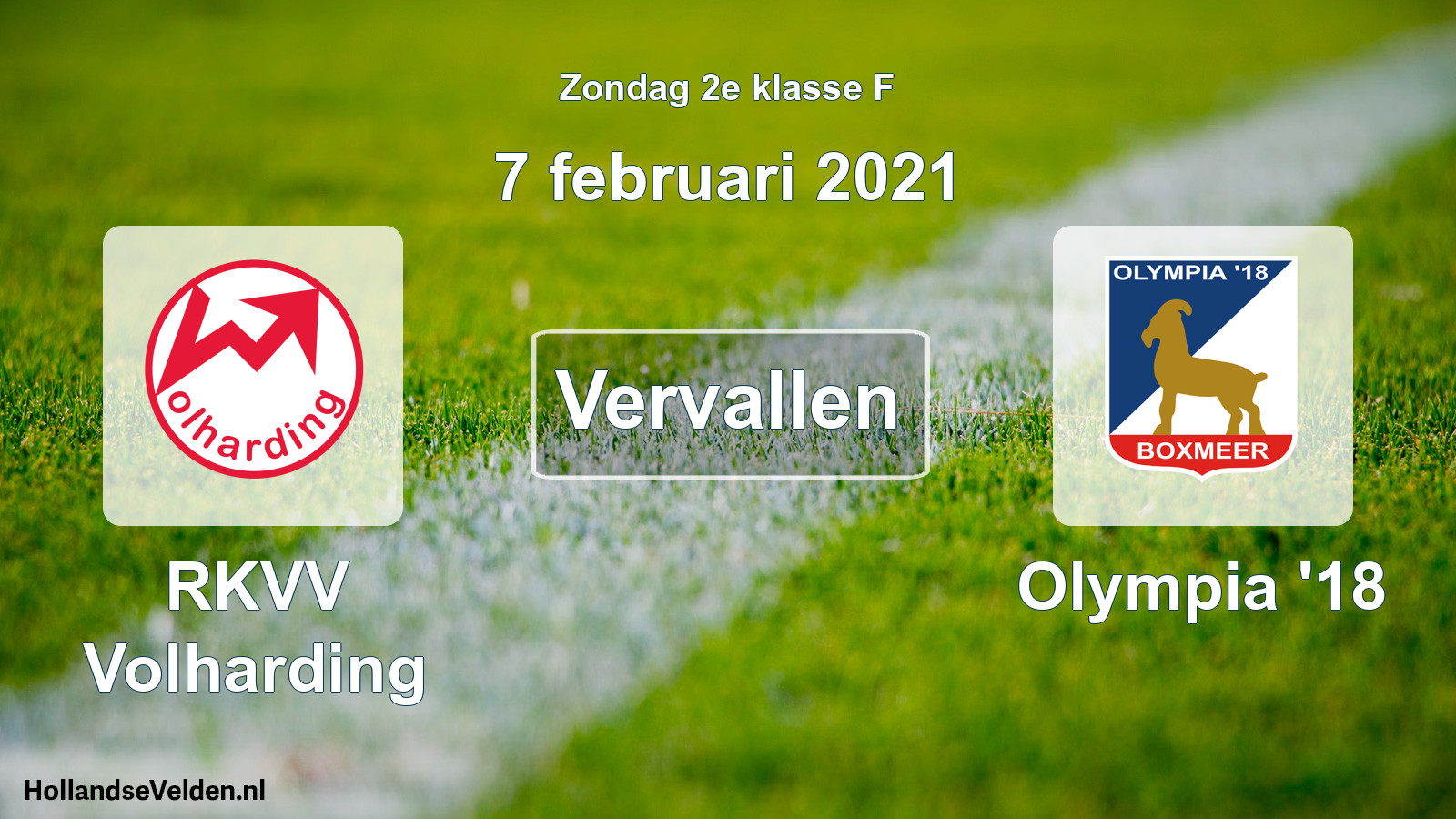 Scheduled Match: RKVV Volharding - Olympia '18 (7 February 2021)