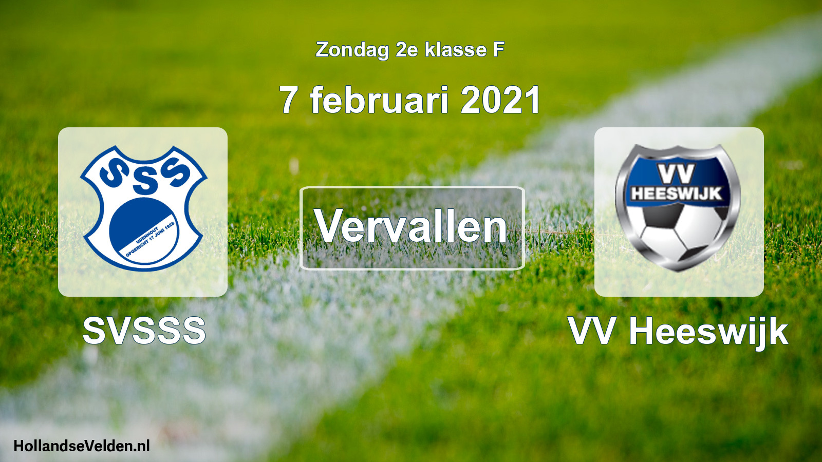 Scheduled Match: SVSSS - VV Heeswijk (7 February 2021)