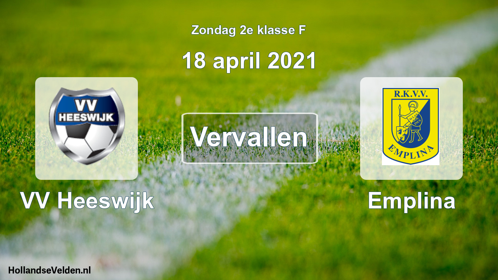 Scheduled Match: VV Heeswijk - Emplina (18 April 2021)