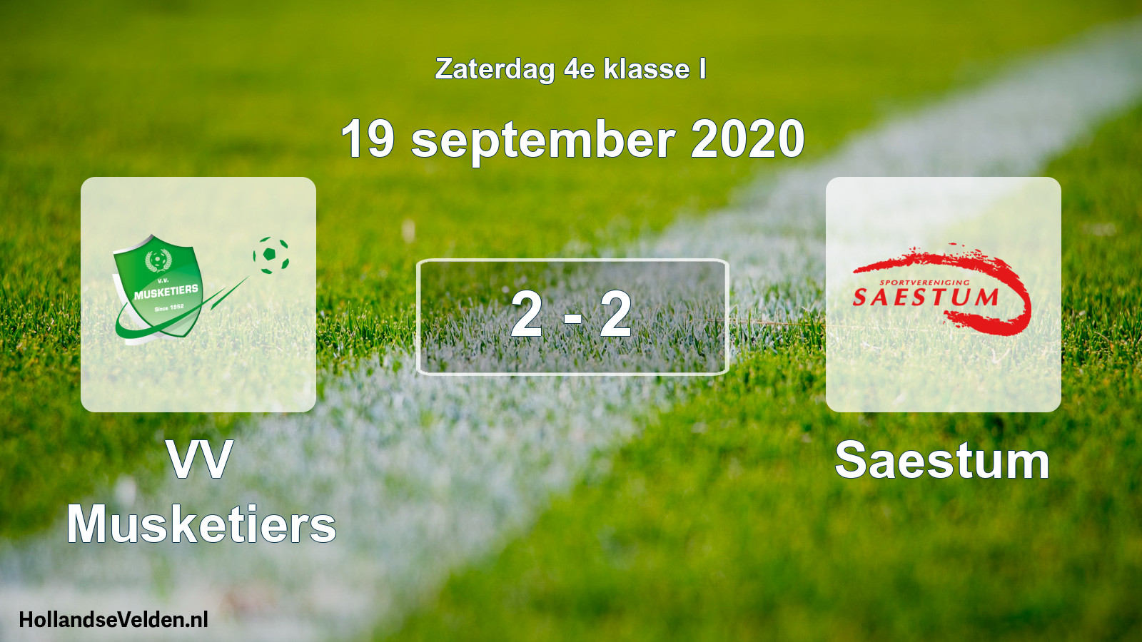 Total number of matches played: VV Musketiers - Saestum 2 - 2 (19 September 2020)
