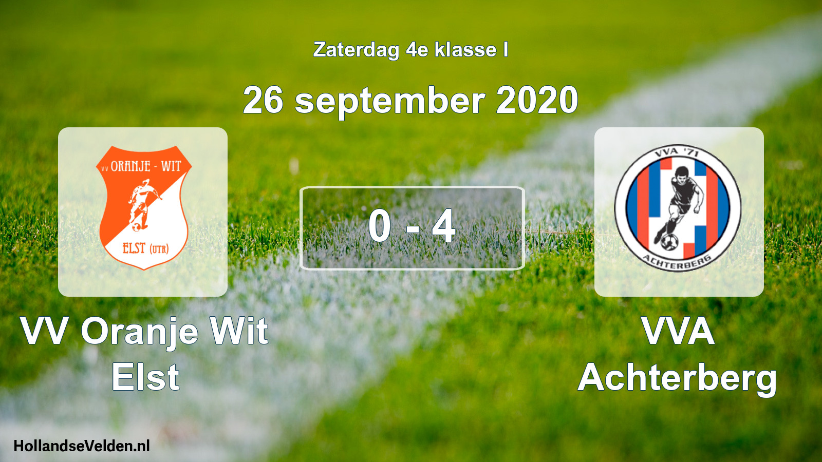 Total number of matches played: VV Oranje Wit Elst - VVA Achterberg 0 - 4 (26 September 2020)