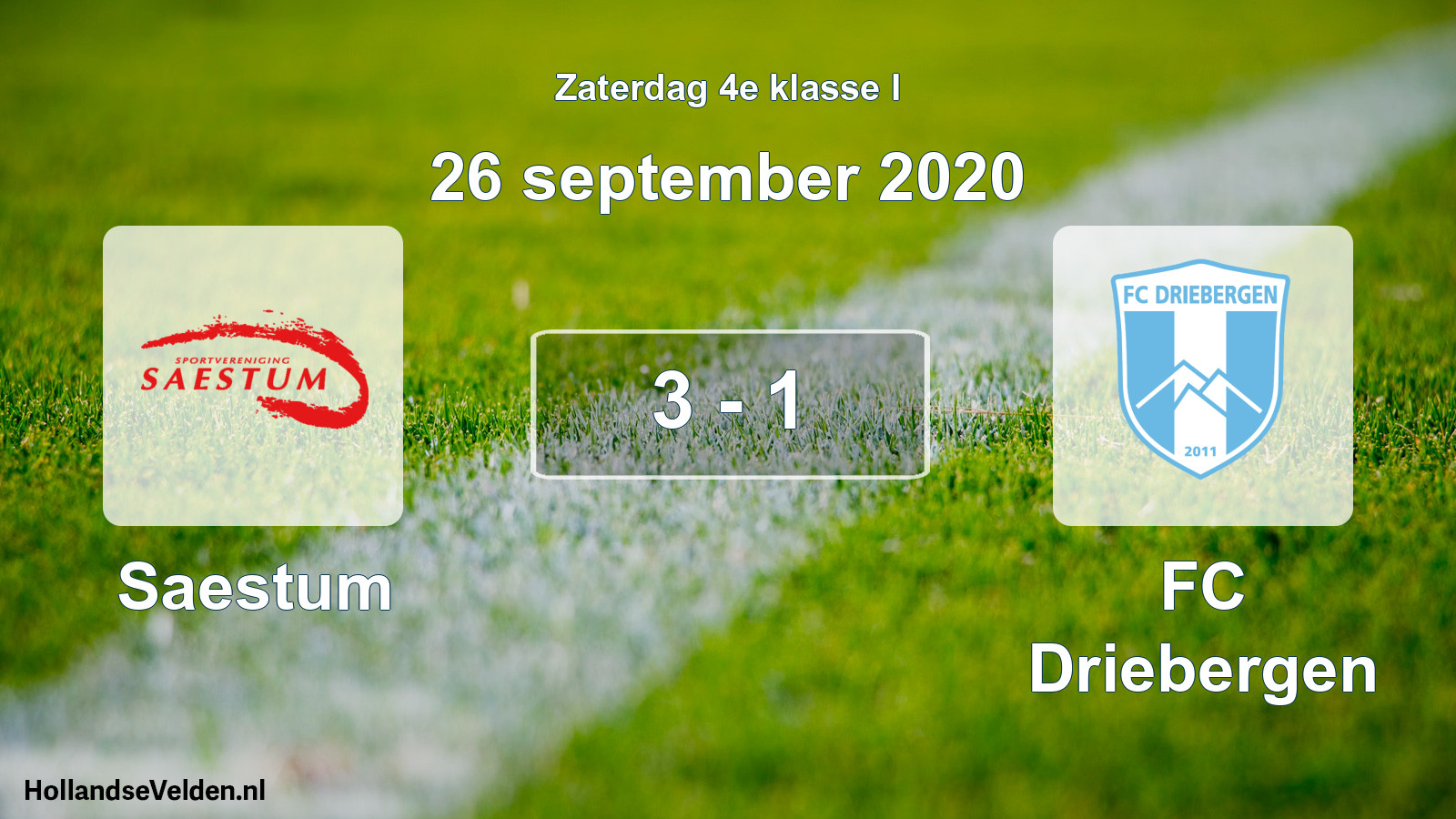 Total number of matches played: Saestum - FC Driebergen 3 - 1 (26 September 2020)