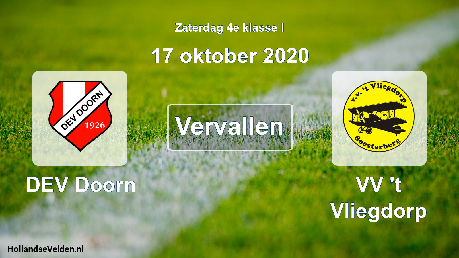 Scheduled Match: DEV Doorn - VV 't Vliegdorp (17 October 2020)
