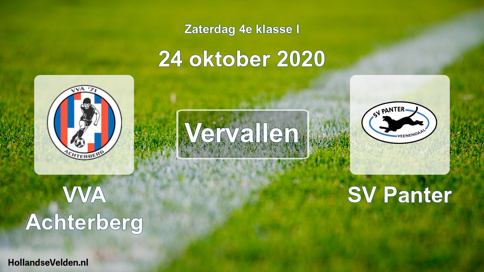 Scheduled Match: VVA Achterberg - SV Panter (24 October 2020)