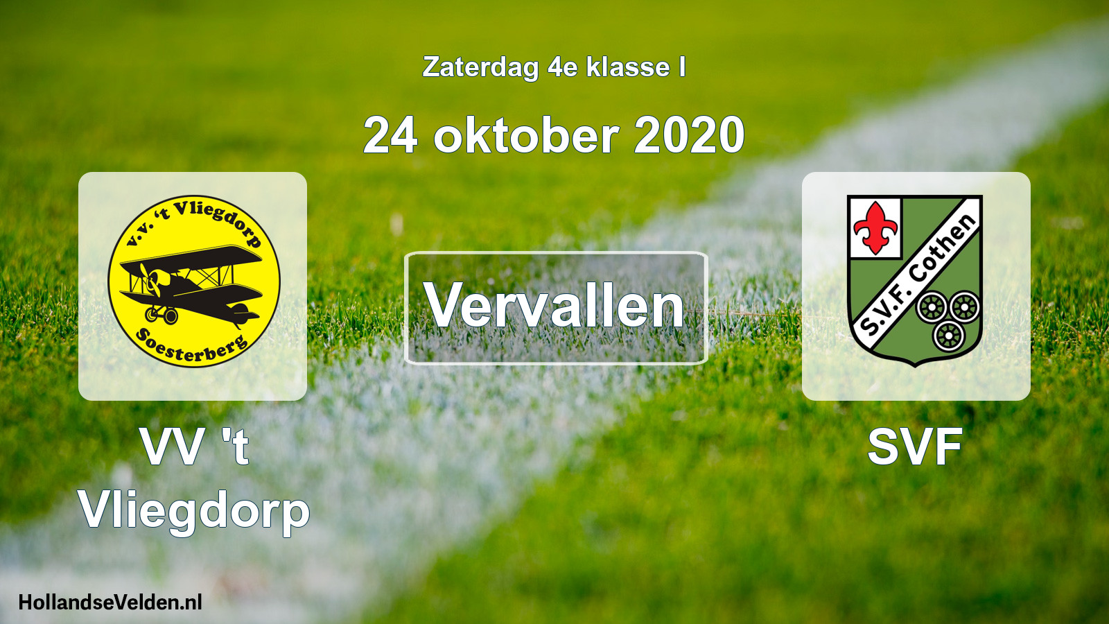 Scheduled Match: VV 't Vliegdorp - SVF (24 October 2020)