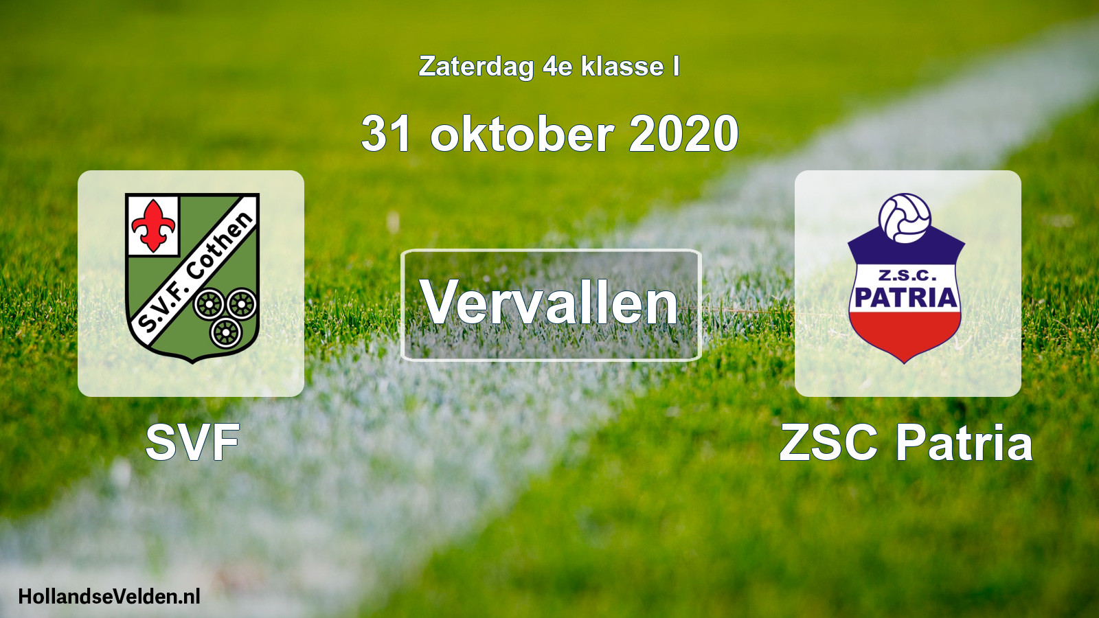 Scheduled Match: SVF - ZSC Patria (31 October 2020)