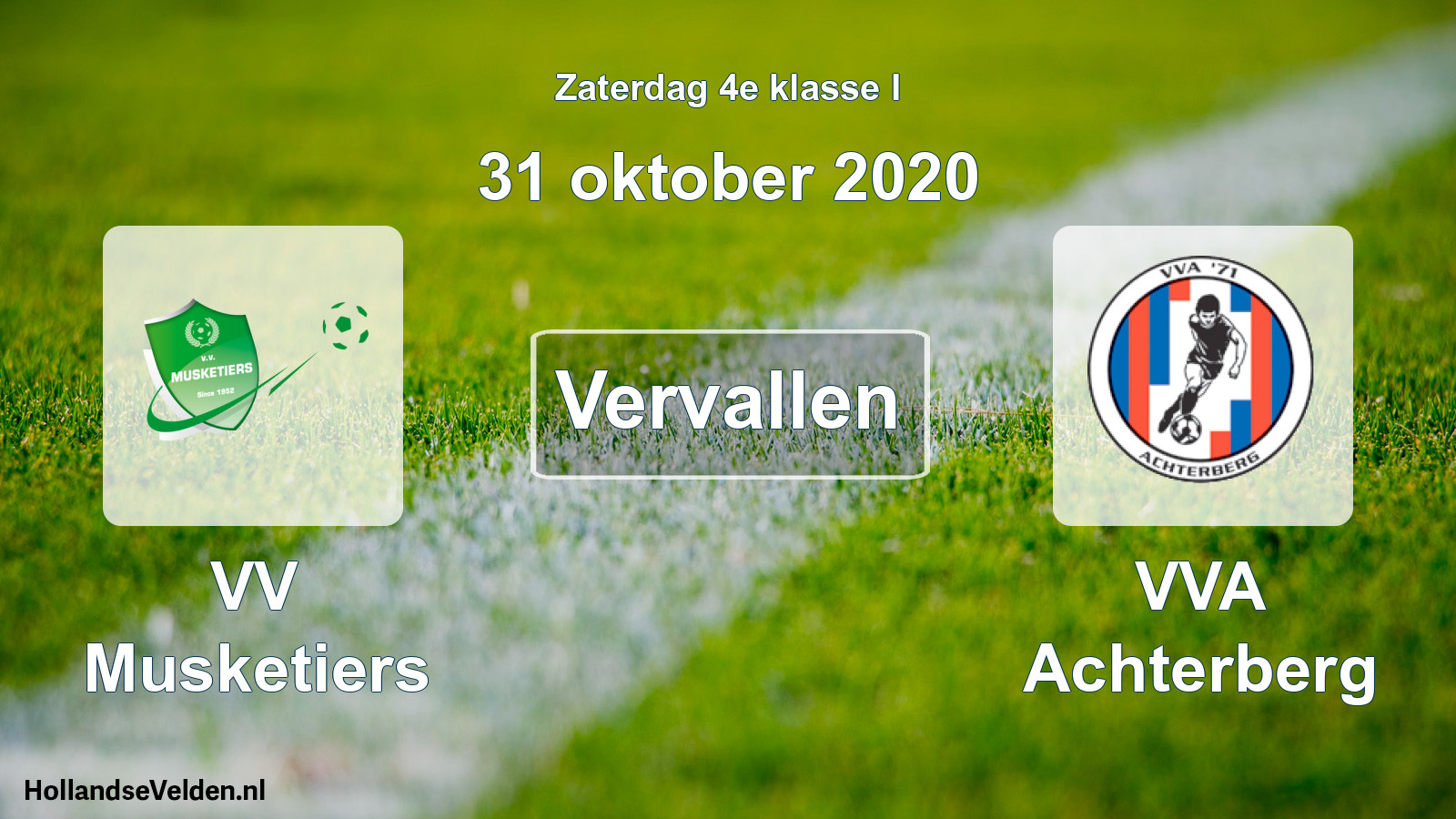 Scheduled Match: VV Musketiers - VVA Achterberg (31 October 2020)