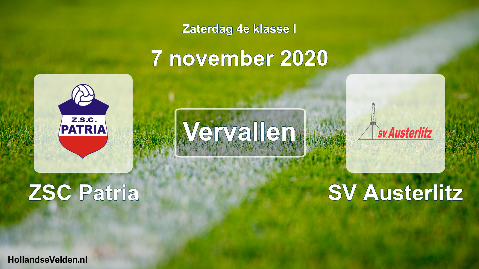 Scheduled Match: ZSC Patria - SV Austerlitz (7 November 2020)