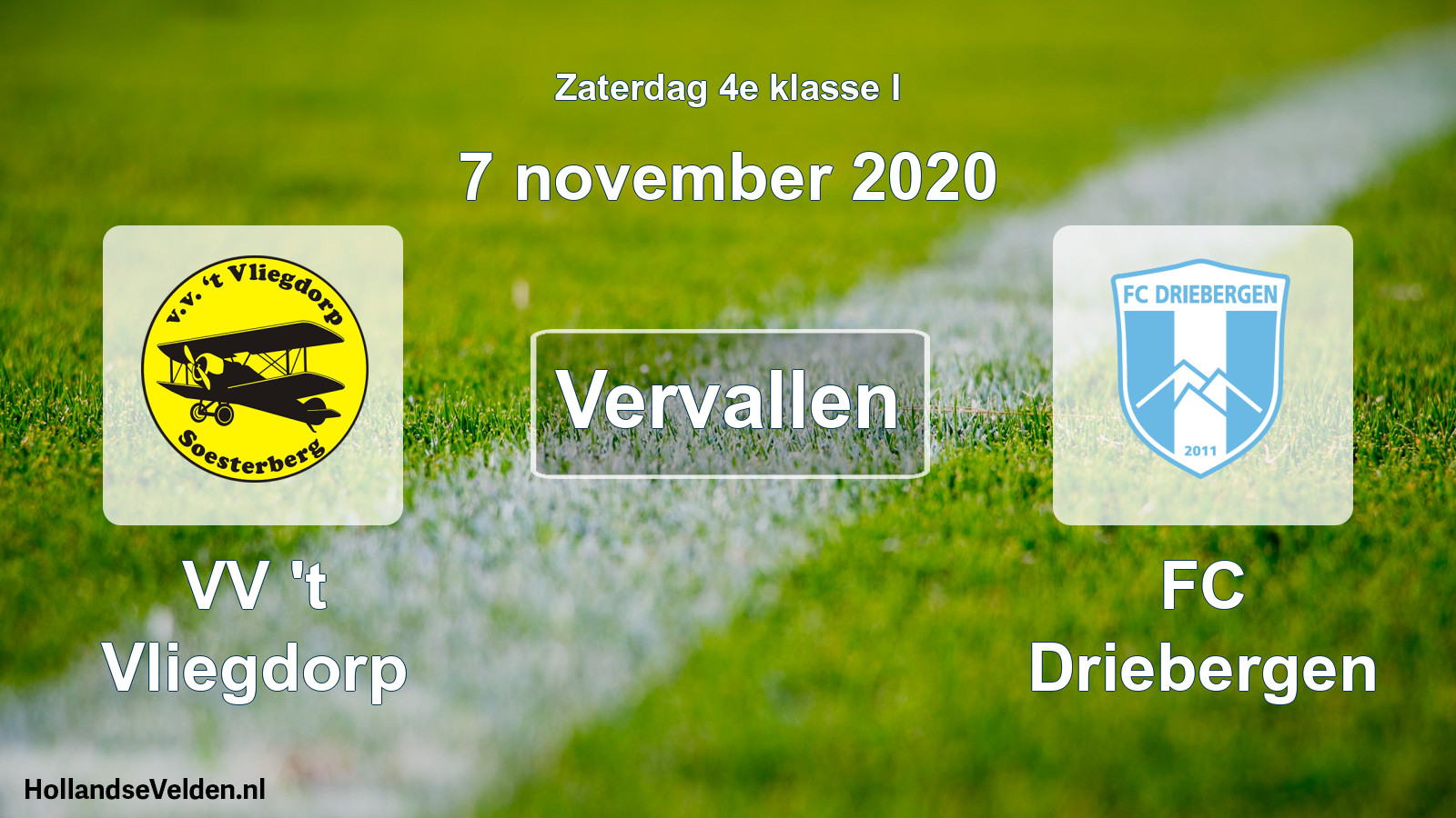 Scheduled Match: VV 't Vliegdorp - FC Driebergen (7 November 2020)