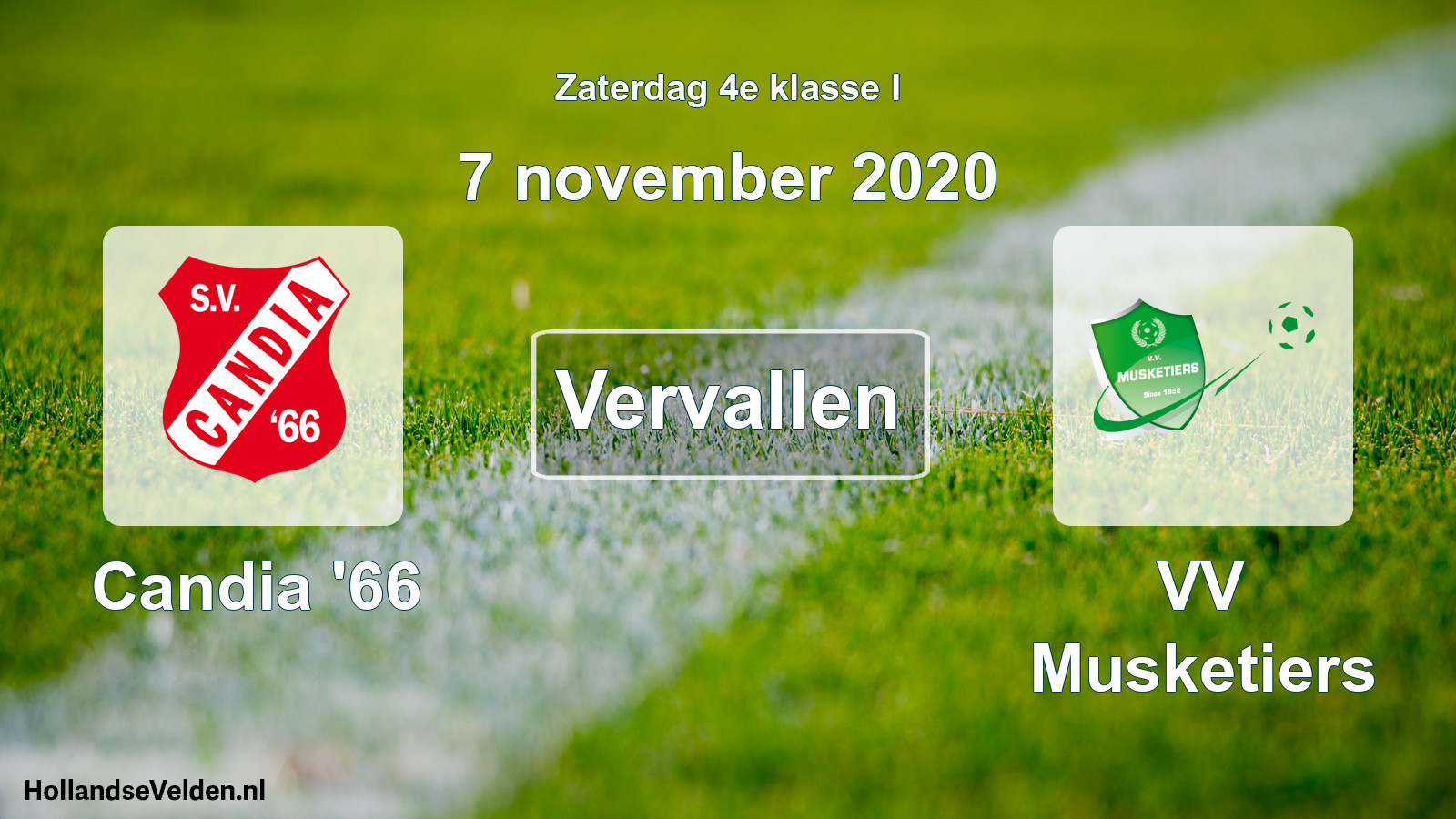 Scheduled Match: Candia '66 - VV Musketiers (7 November 2020)