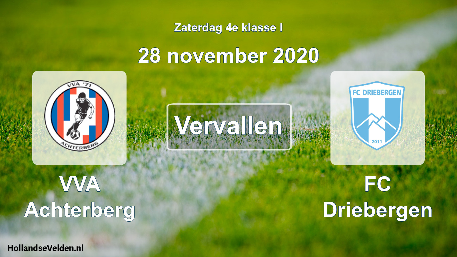 Scheduled Match: VVA Achterberg - FC Driebergen (28 November 2020)