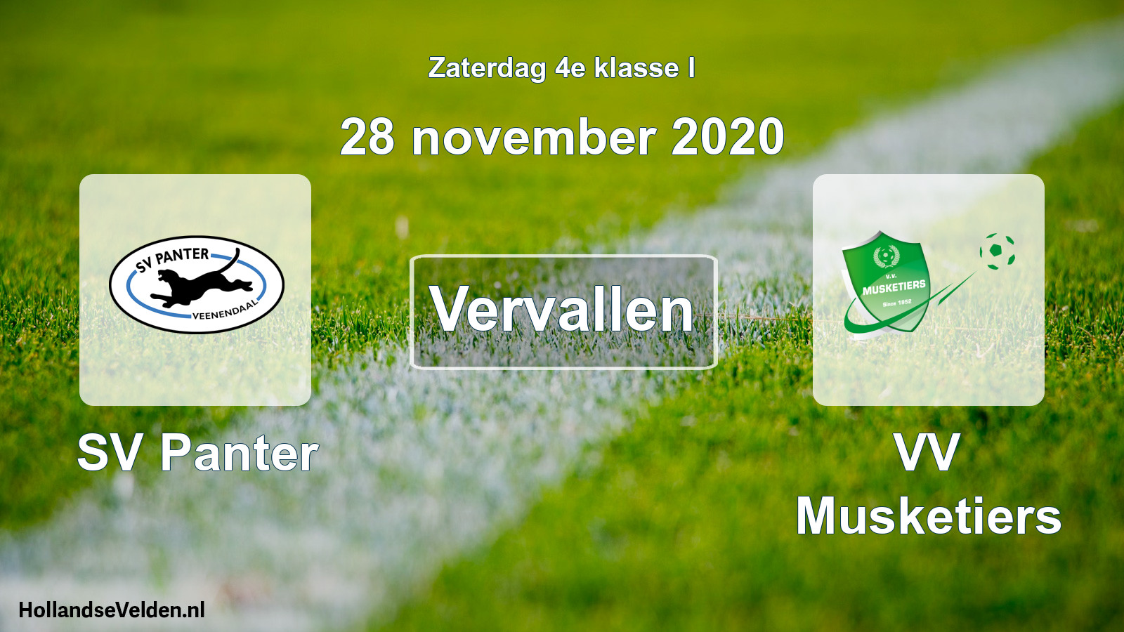 Scheduled Match: SV Panter - VV Musketiers (28 November 2020)