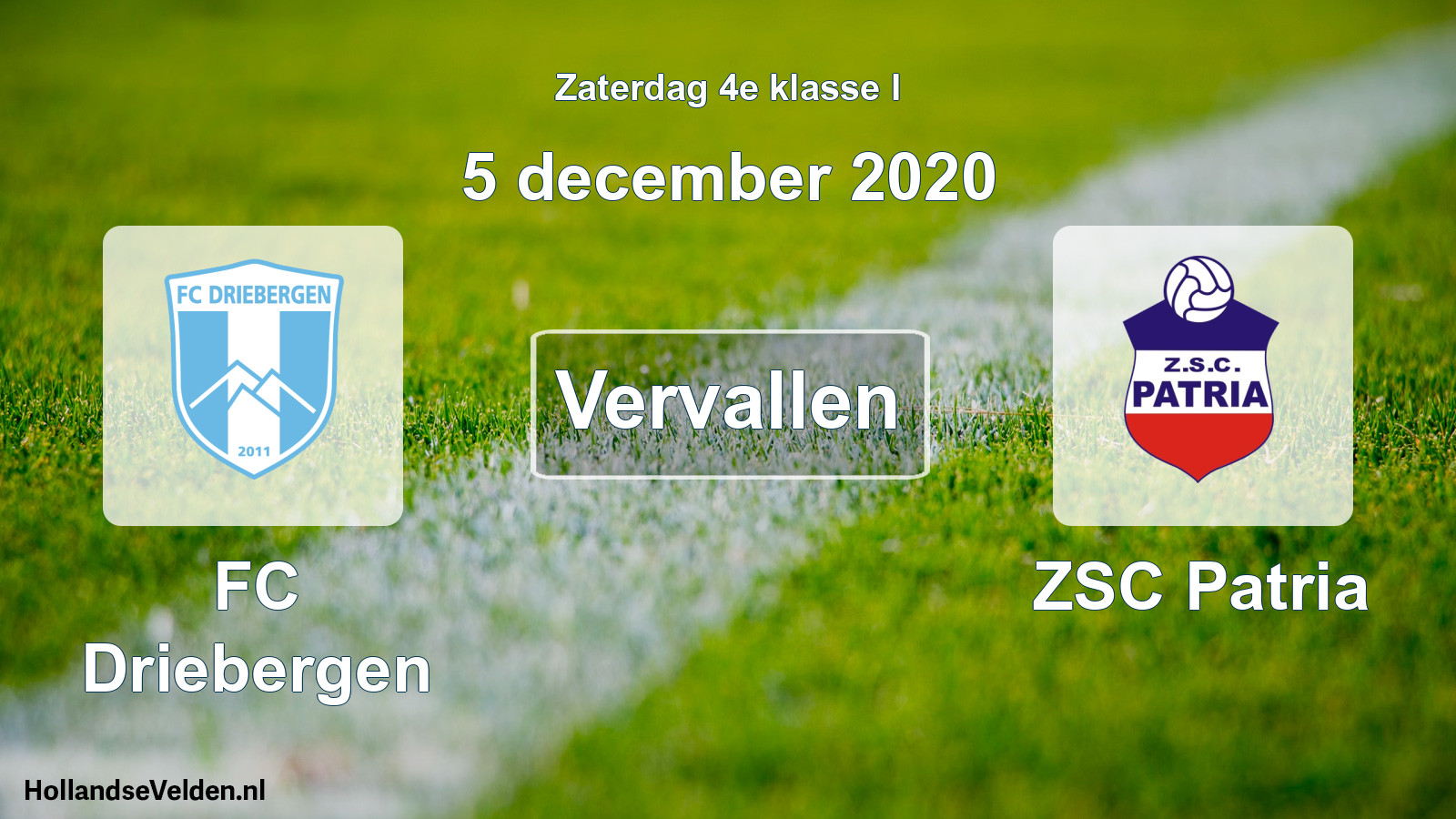Scheduled Match: FC Driebergen - ZSC Patria (5 December 2020)