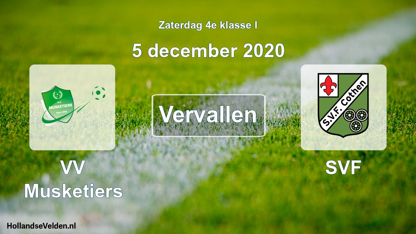 Scheduled Match: VV Musketiers - SVF (5 December 2020)