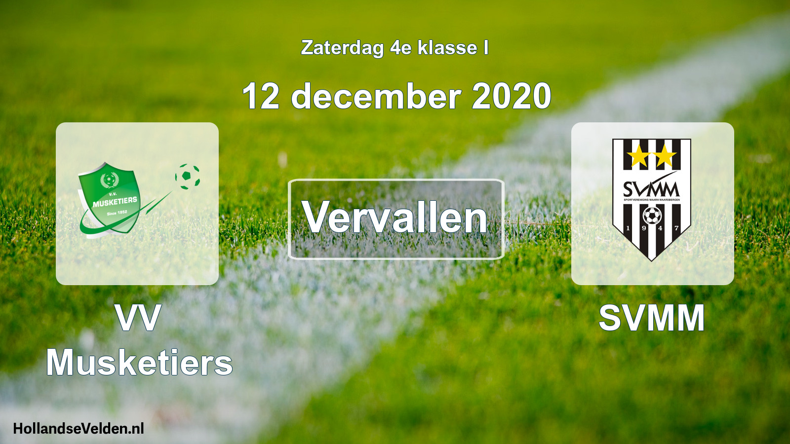 Scheduled Match: VV Musketiers - SVMM (12 December 2020)