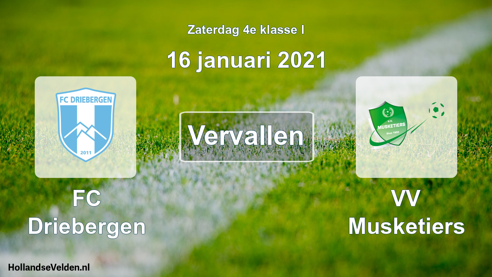 Scheduled Match: FC Driebergen - VV Musketiers (16 January 2021)