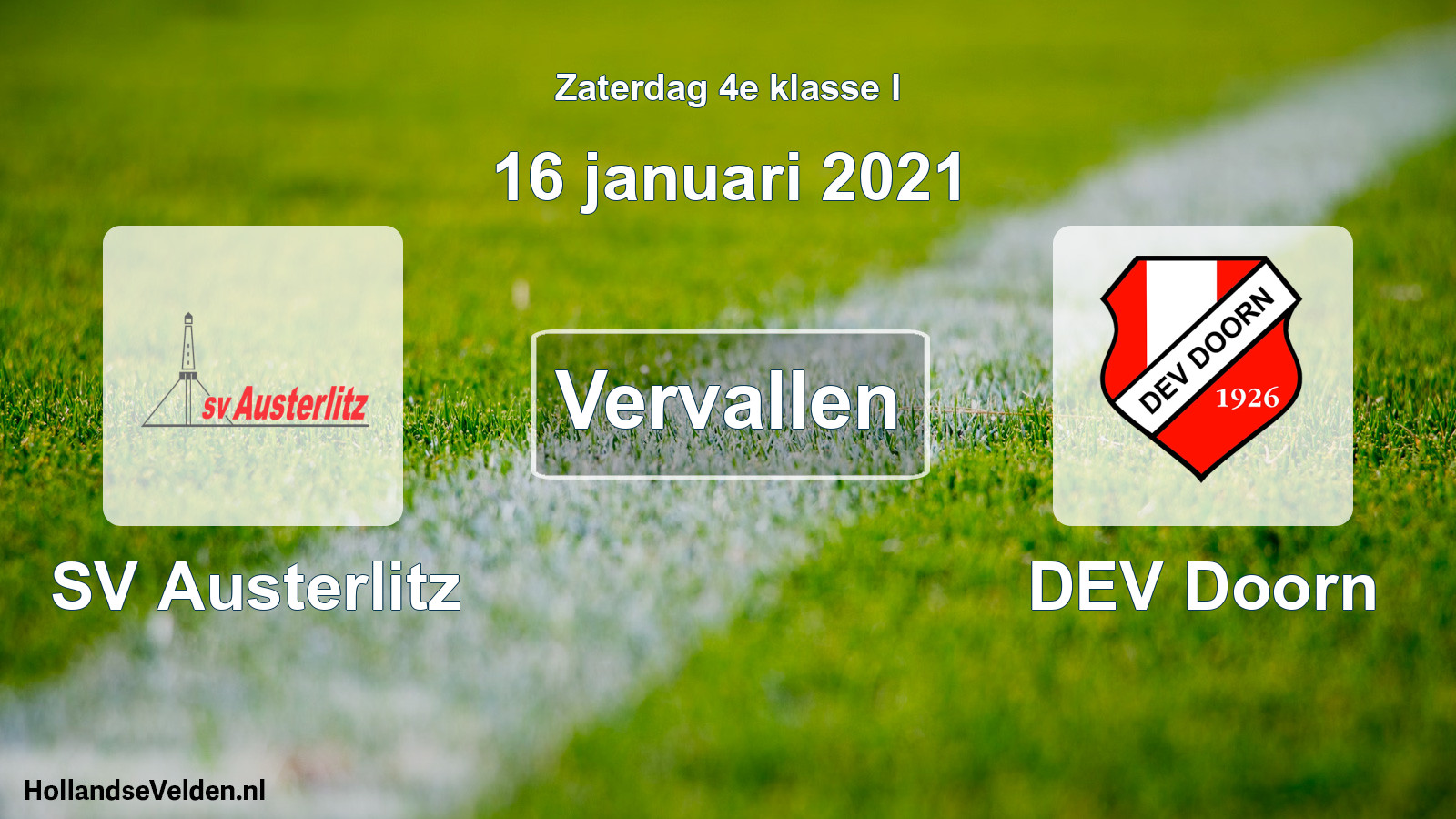 Scheduled Match: SV Austerlitz - DEV Doorn (16 January 2021)