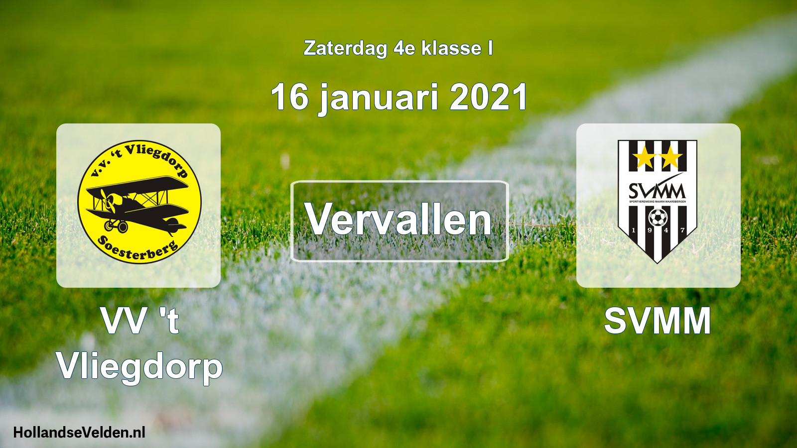 Scheduled Match: VV 't Vliegdorp - SVMM (16 January 2021)