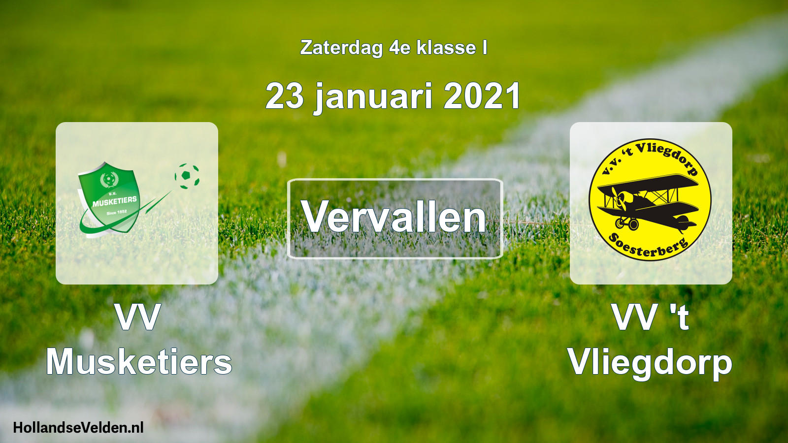Scheduled Match: VV Musketiers - VV 't Vliegdorp (23 January 2021)