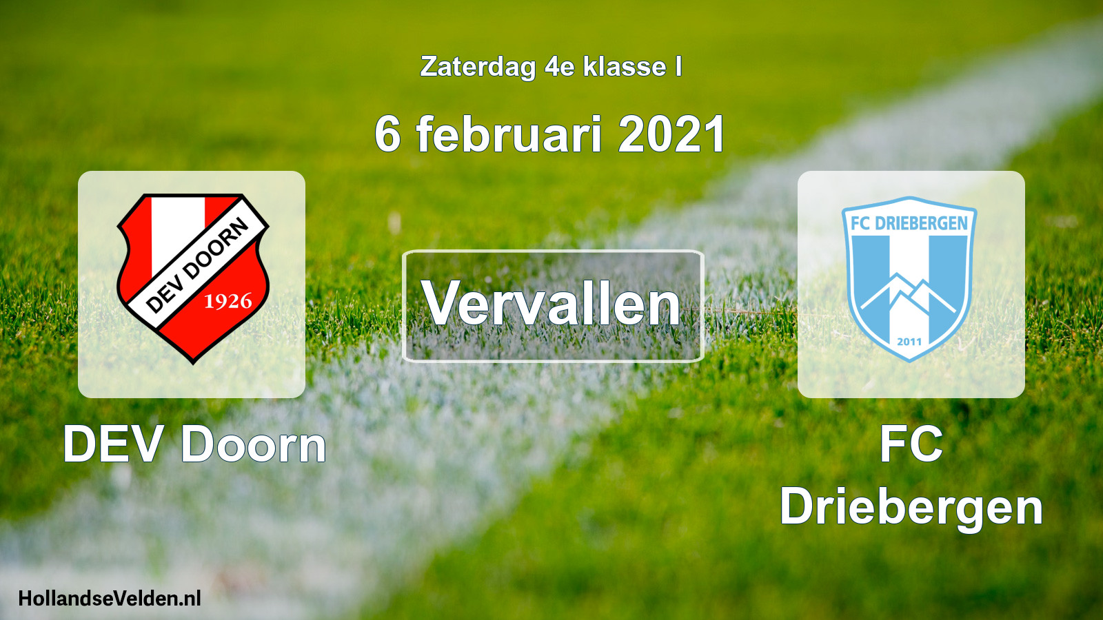 Scheduled Match: DEV Doorn - FC Driebergen (6 February 2021)