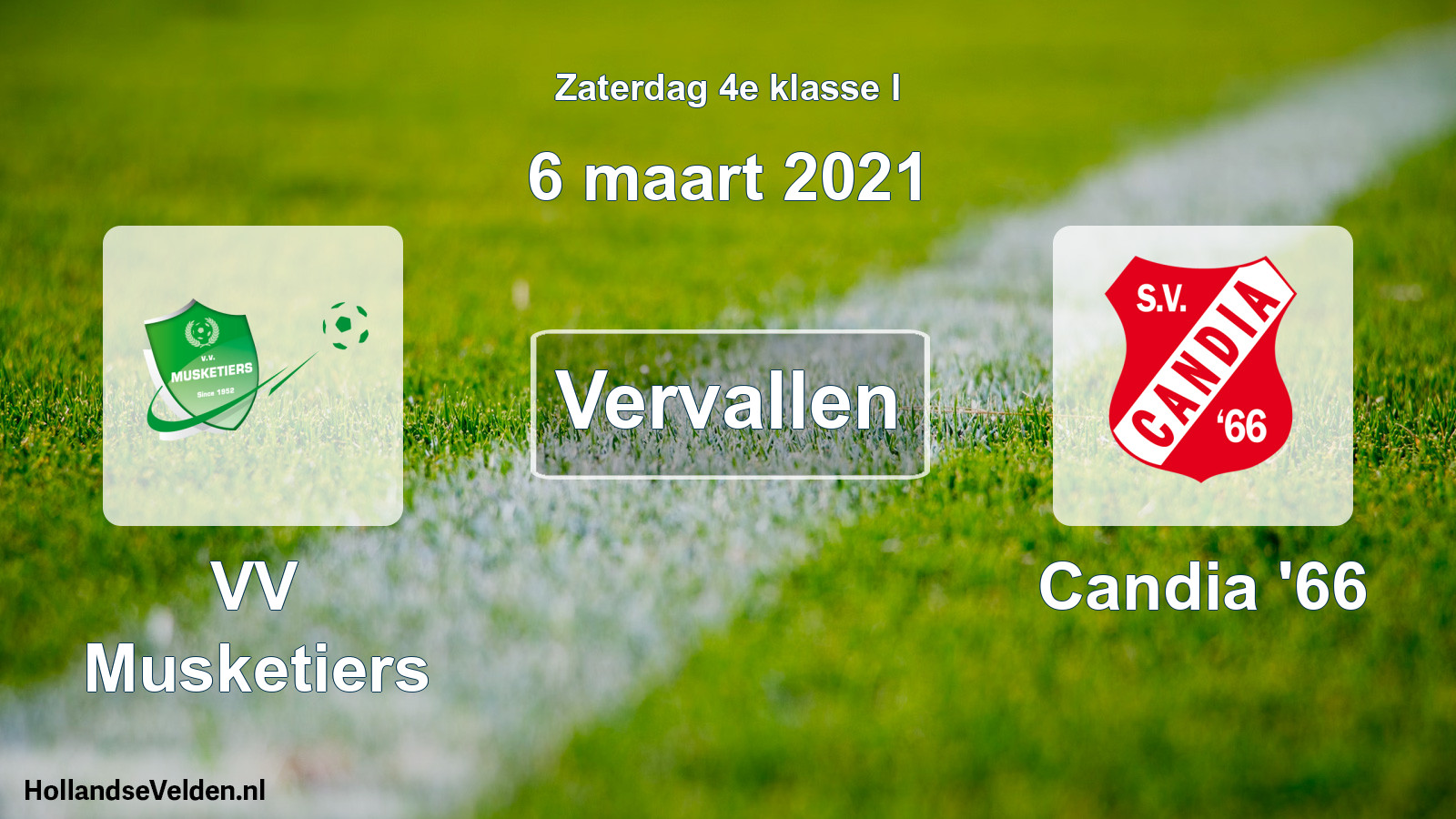 Scheduled Match: VV Musketiers - Candia '66 (6 March 2021)