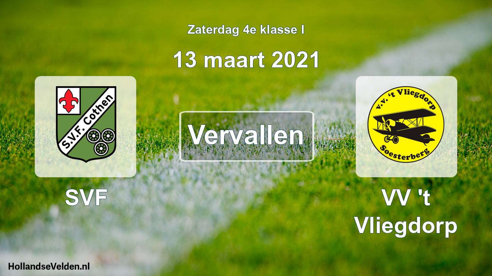 Scheduled Match: SVF - VV 't Vliegdorp (13 March 2021)