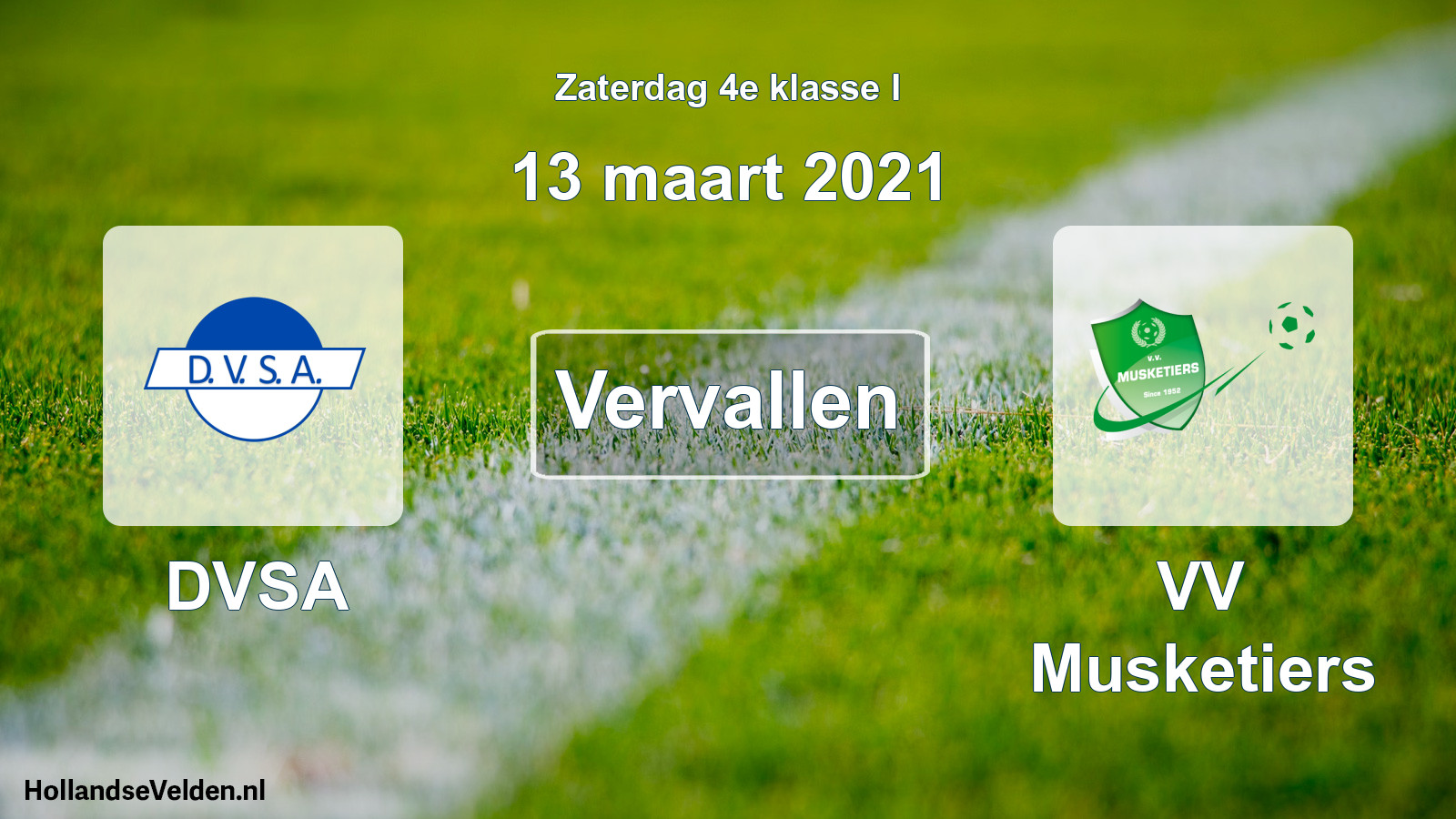 Scheduled Match: DVSA - VV Musketiers (13 March 2021)