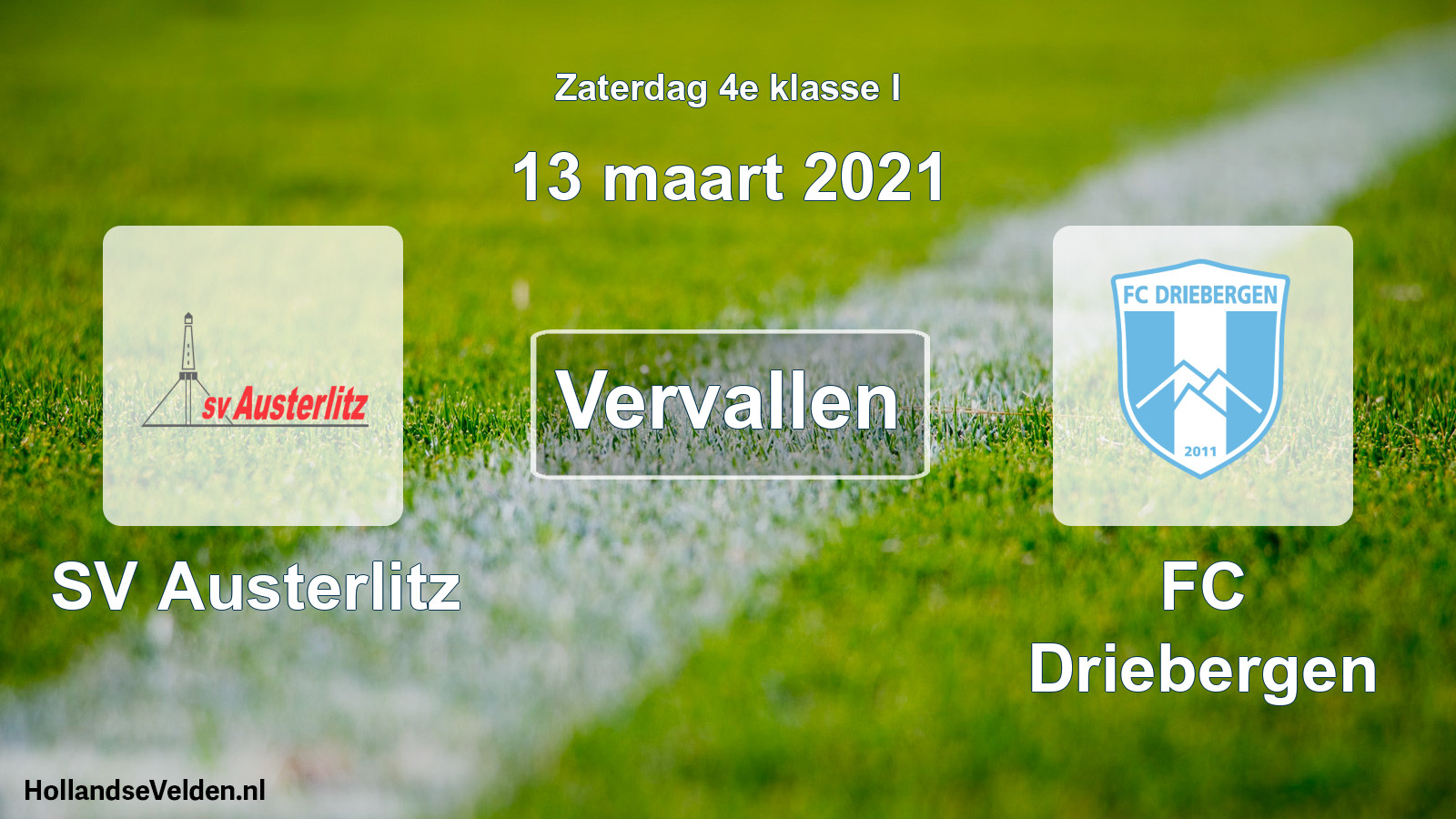 Scheduled Match: SV Austerlitz - FC Driebergen (13 March 2021)
