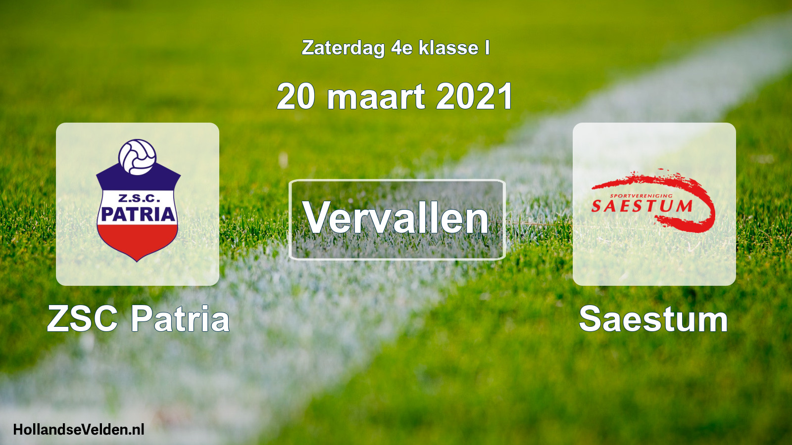 Scheduled Match: ZSC Patria - Saestum (20 March 2021)