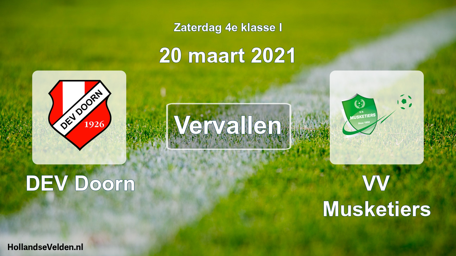 Scheduled Match: DEV Doorn - VV Musketiers (20 March 2021)