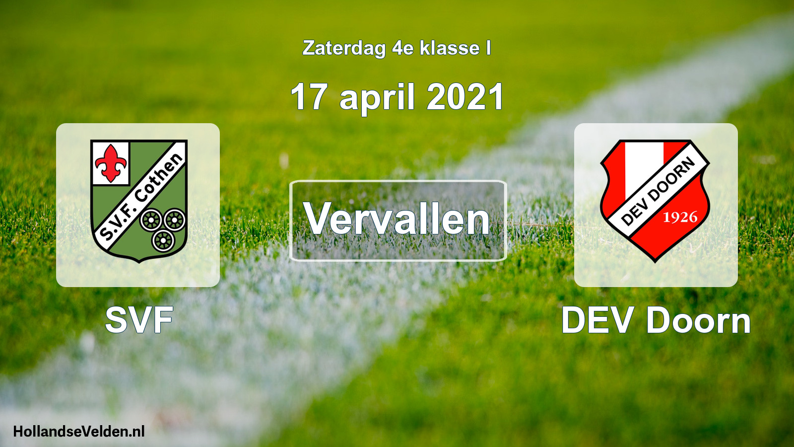 Scheduled Match: SVF - DEV Doorn (17 April 2021)