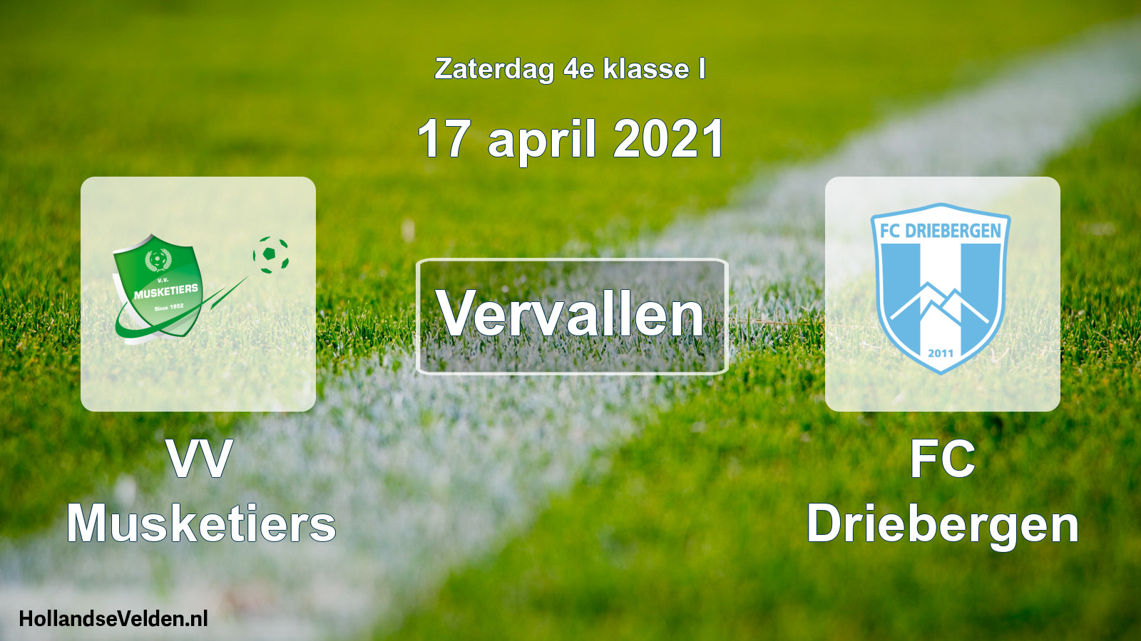 Scheduled Match: VV Musketiers - FC Driebergen (17 April 2021)