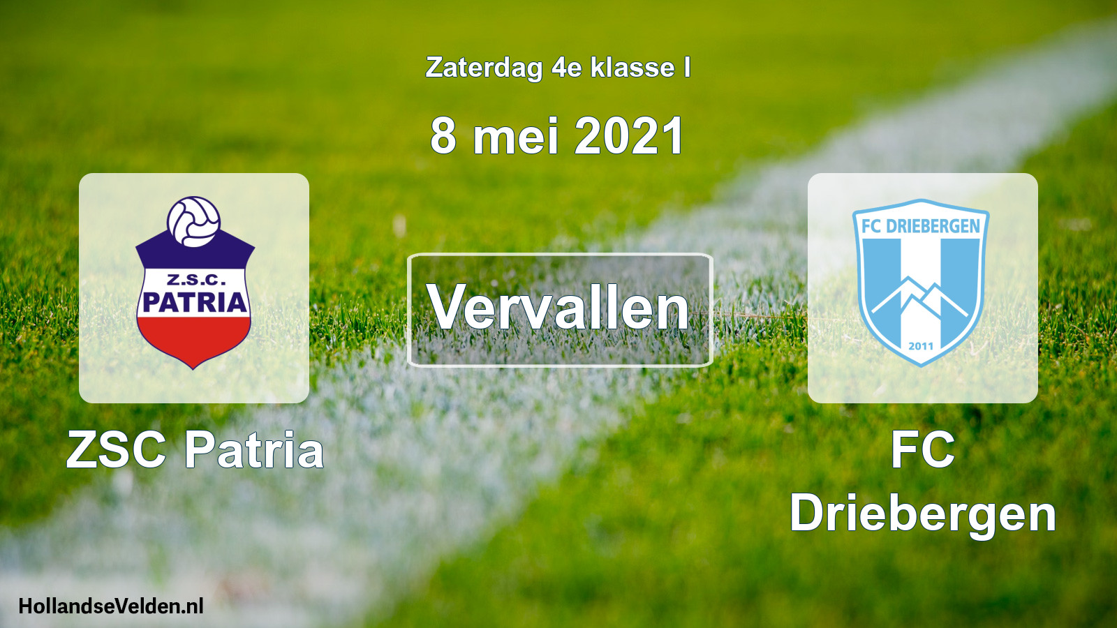 Scheduled Match: ZSC Patria - FC Driebergen (8 May 2021)
