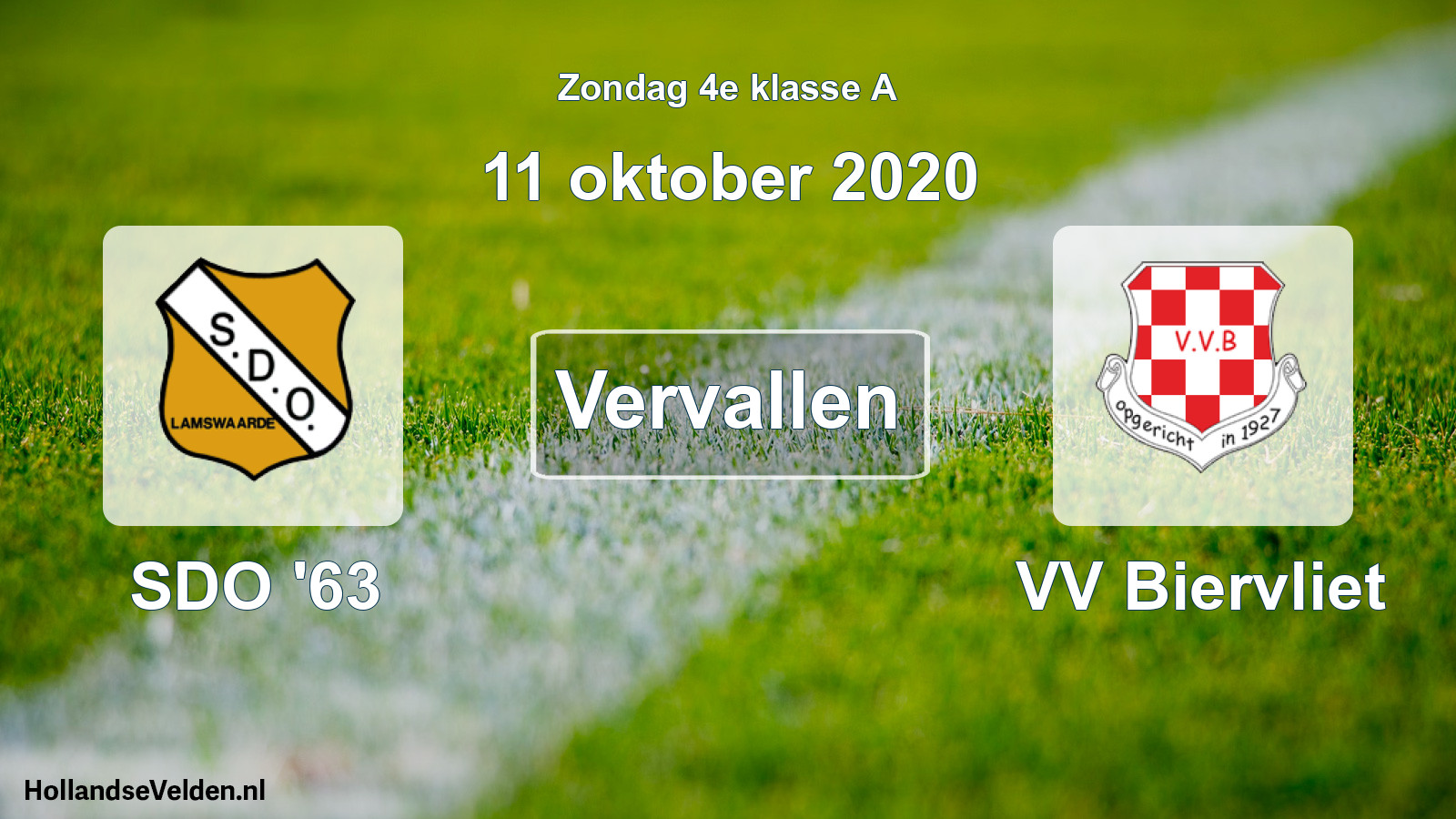 Scheduled Match: SDO '63 - VV Biervliet (11 October 2020)