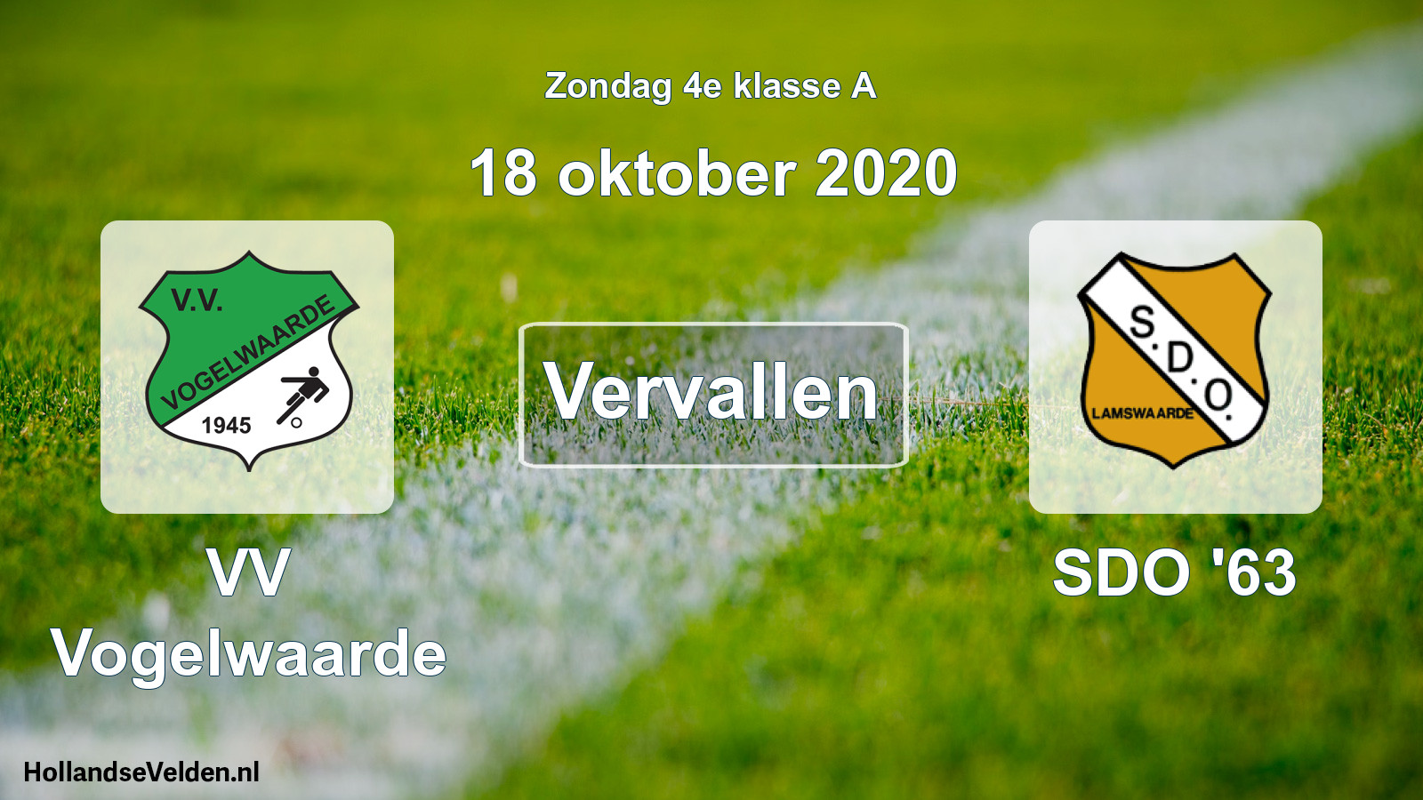 Scheduled Match: VV Vogelwaarde - SDO '63 (18 October 2020)