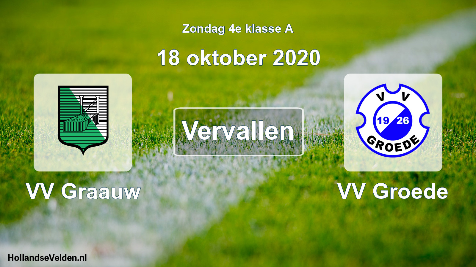 Scheduled Match: VV Graauw - VV Groede (18 October 2020)