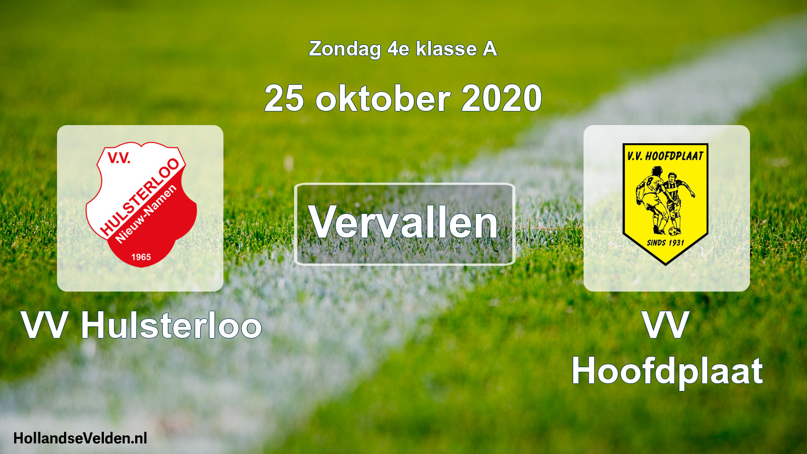 Scheduled Match: VV Hulsterloo - VV Hoofdplaat (25 October 2020)