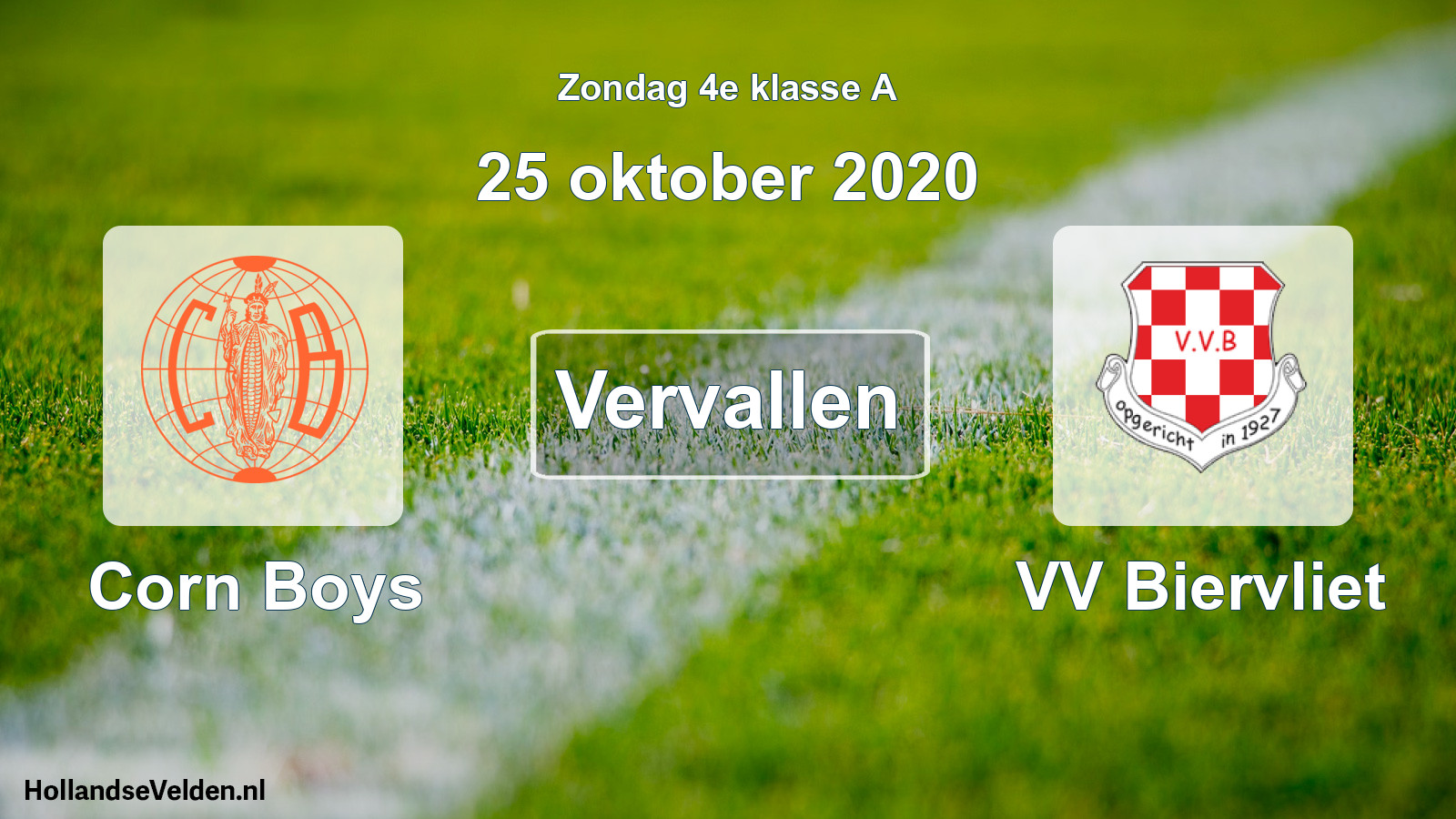 Scheduled Match: Corn Boys - VV Biervliet (25 October 2020)